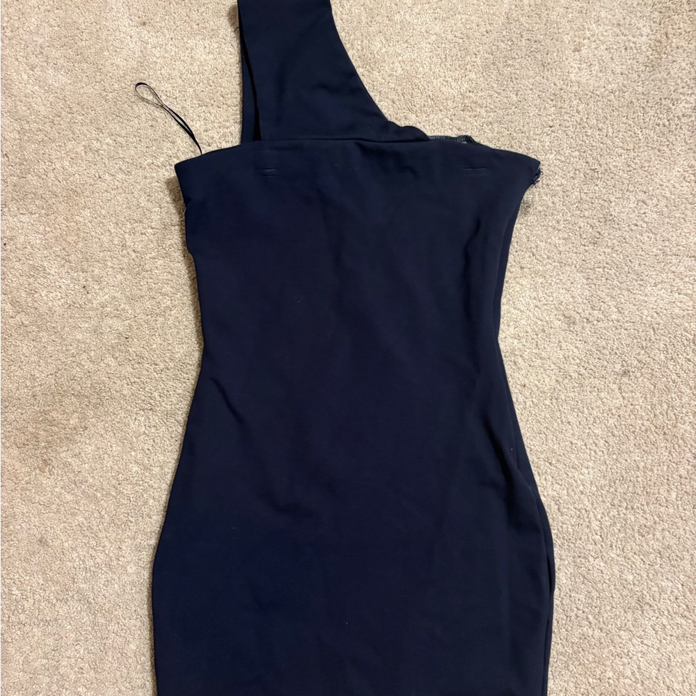 Elegant Navy One-Shoulder Dress